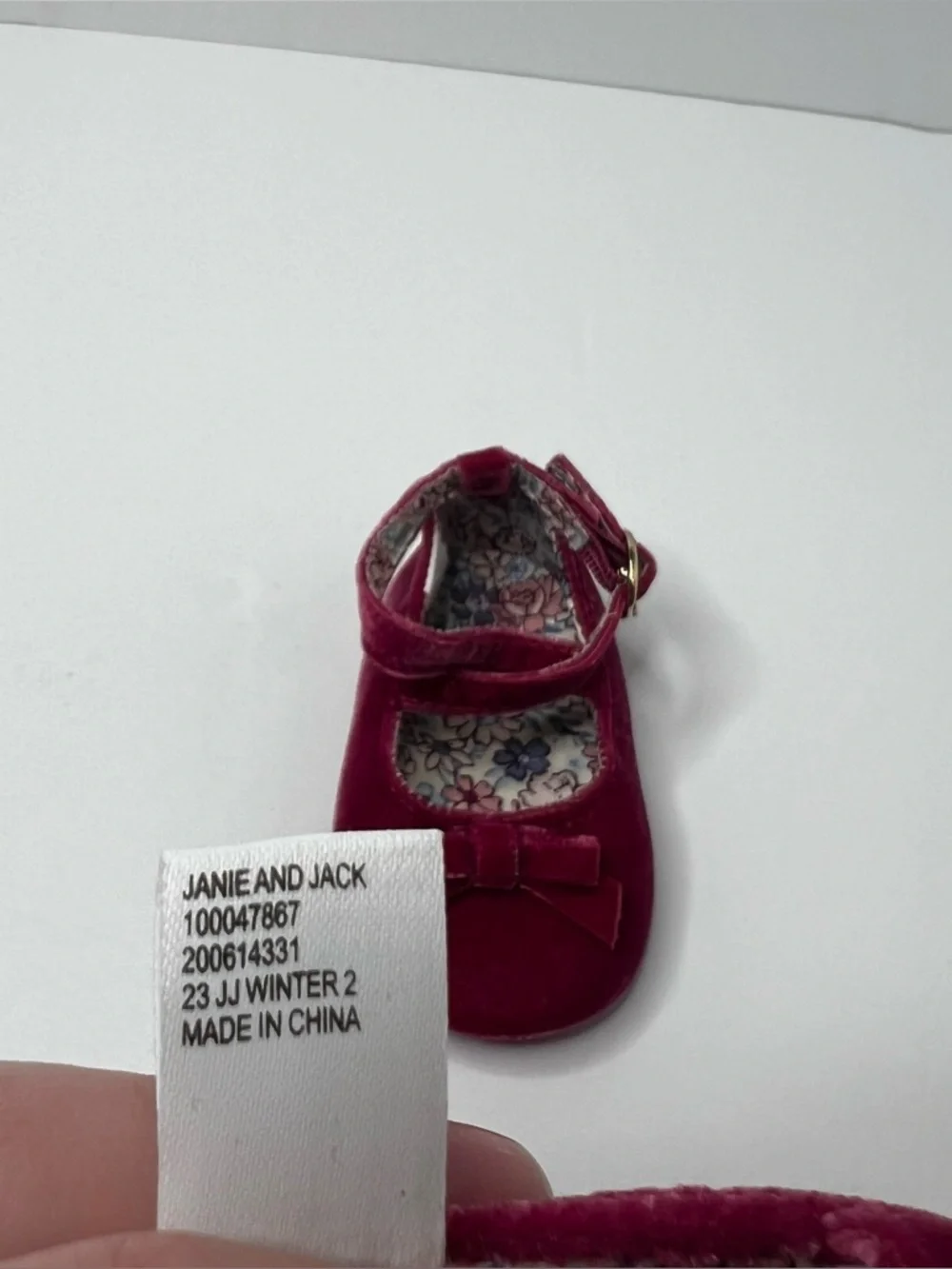 Janie And Jack Baby Girl Crib Buckle Shoes Velvet Pink Sz 12-18 Months Fancy